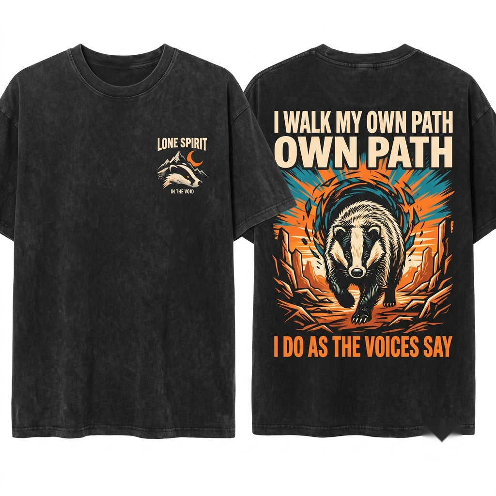 I Walk My Own Path Badger Vintage Japanese Unisex Wash T-Shirt