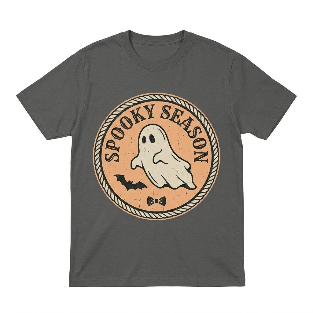 Spooky Season Ghost Halloween Graphic Fall Autumn Retro Preppy Stripe Boo Coquette Unisex TShirt