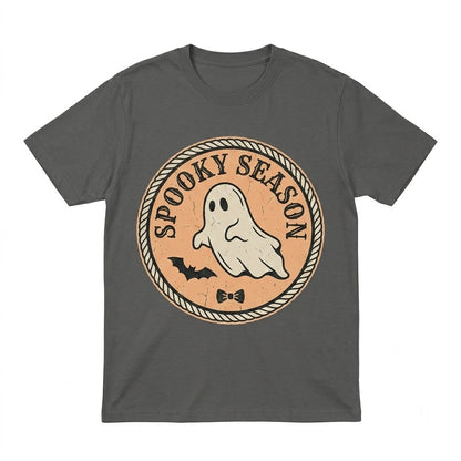Spooky Season Ghost Halloween Graphic Fall Autumn Retro Preppy Stripe Boo Coquette Unisex TShirt