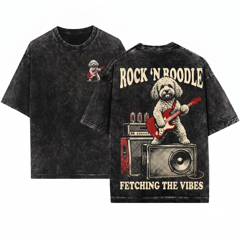 Cockapoo Rock Guitar Music Lover Funny Doodle Dog Mom Dad Gift Unisex Wash T-Shirt