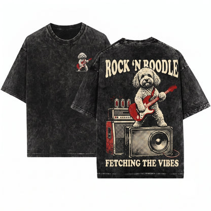 Cockapoo Rock Guitar Music Lover Funny Doodle Dog Mom Dad Gift Unisex Wash T-Shirt