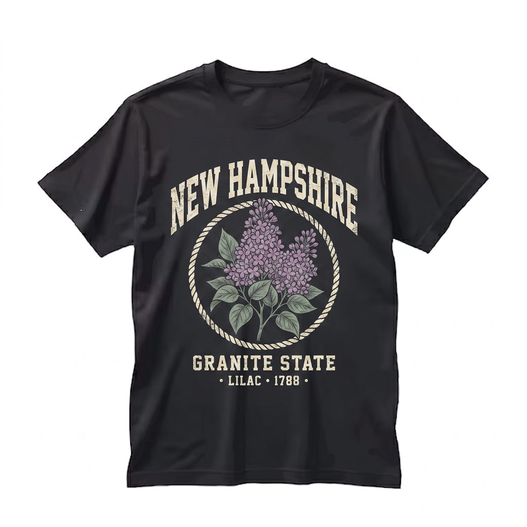 New Hampshire State Flower Lilac Floral Crew Neck Pullover Unisex TShirt