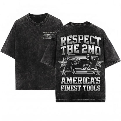 Handgun Pistol Firearm Shooting Range Tactical Gun Owner Second Amendment Graphic Apparel Gift Unisex Wash T-Shirt