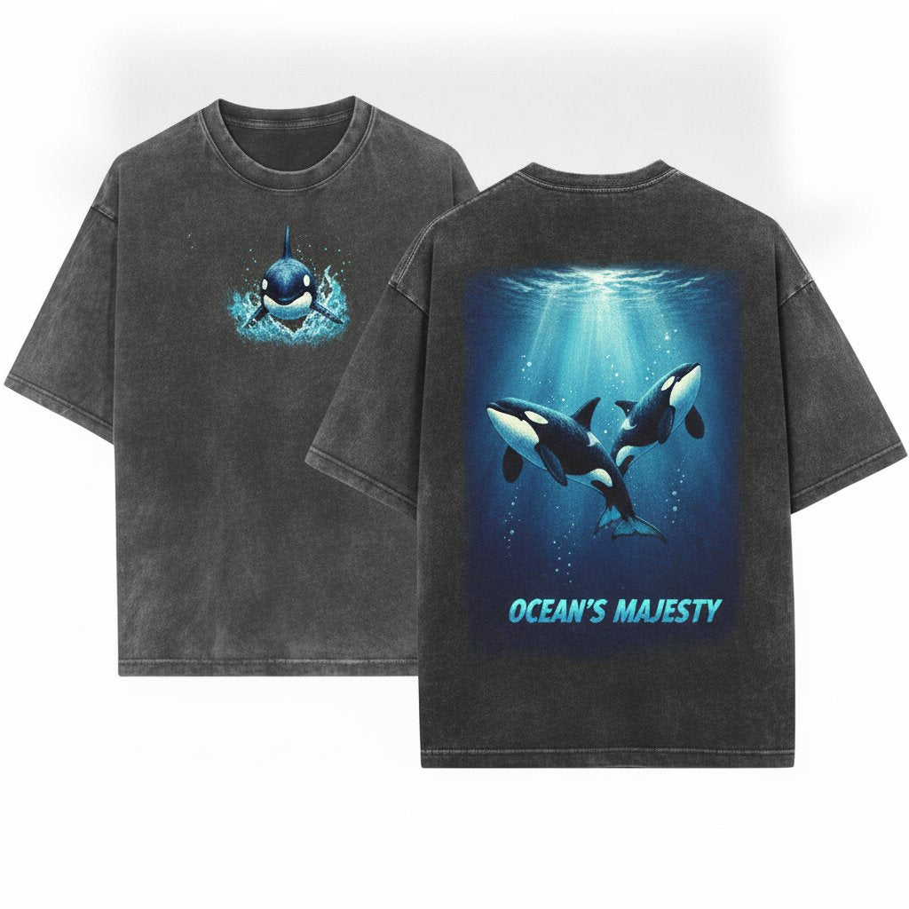 Orca Vintage Ocean Wildlife Killer Whale Retro Animal Sea Life Unisex Wash T-Shirt