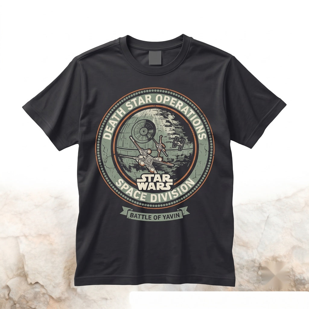 Retro 1977 Sci-Fi Space Station Graphic A New Hope Galaxys Edge Vacation Apparel Unisex TShirt