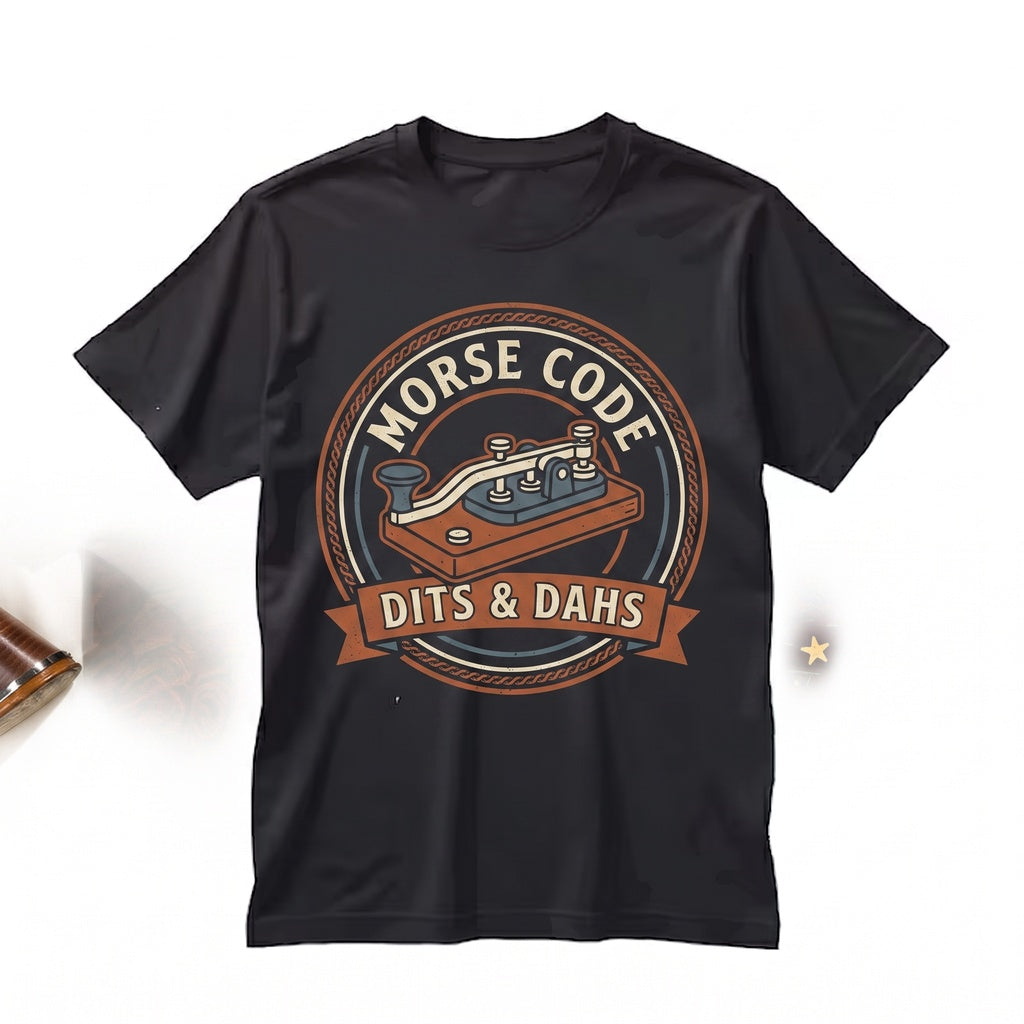 Vintage Morse Code Dits Dahs Ham Radio Operator Gift Retro Telegraph Key Communication Science Unisex TShirt
