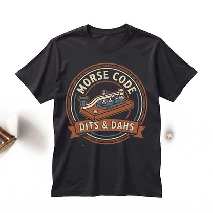 Vintage Morse Code Dits Dahs Ham Radio Operator Gift Retro Telegraph Key Communication Science Unisex TShirt