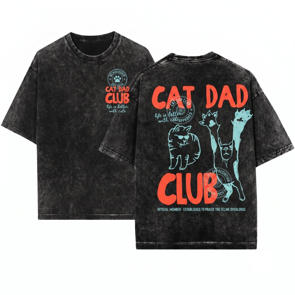 Funny Cat Dad Pet Parent Lover Club Gift Unisex Wash T-Shirt