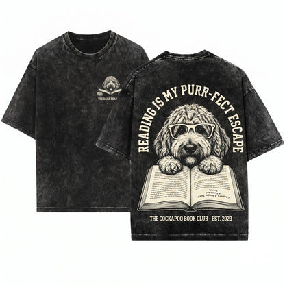 Goldendoodle Reading Dog Bookworm Librarian Pet Mom Gift Unisex Wash T-Shirt