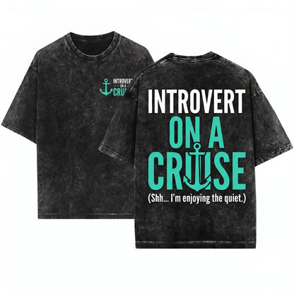 Introvert On A Cruise Funny Vacation Travel Humor Gift Premium Tri-Blend Unisex Wash T-Shirt