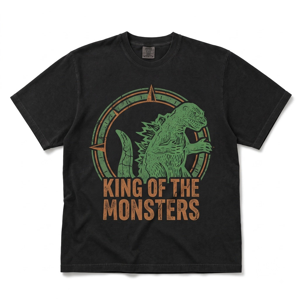 Retro 90s Japanese Kaiju Monster Movie Poster Minimalist Sci-Fi Horror Film Graphic Memorabilia Unisex TShirt
