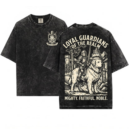 Medieval Knight Great Pyrenees Dog Rider Vintage 90s Graphic Meme Grimdark Retro Gift Unisex Wash T-Shirt