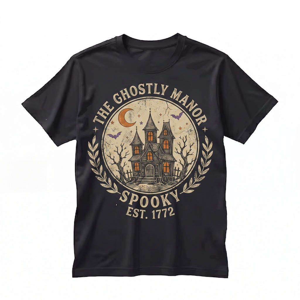 Purple Haunted House Gothic Castle Night Spooky Moon Aesthetic Sweatshirt Apparel Unisex TShirt
