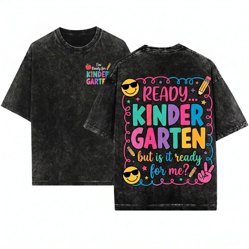 Funny Ready For Back To School Elementary PreK Kindergarten Grades Kids Student Quote Vintage Unisex Wash T-Shirt