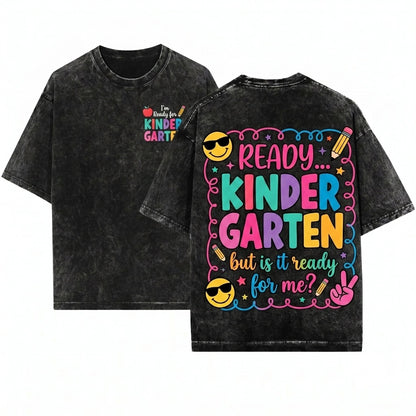 Funny Ready For Back To School Elementary PreK Kindergarten Grades Kids Student Quote Vintage Unisex Wash T-Shirt