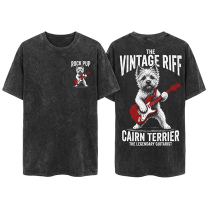Cairn Terrier Rocker Guitar Dog Lover Gift Funny Music Style Unisex Wash T-Shirt