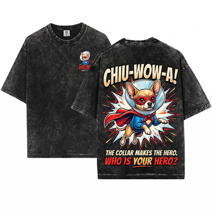 Chihuahua Cute Superhero Costume Dog Mom Dad Gift Unisex Heavyweight Garment-Dyed T-Shirt