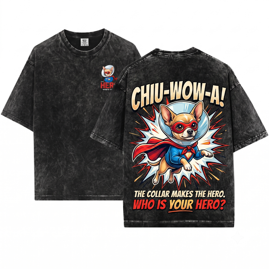 Chihuahua Cute Superhero Costume Dog Mom Dad Gift Unisex Heavyweight Garment-Dyed T-Shirt