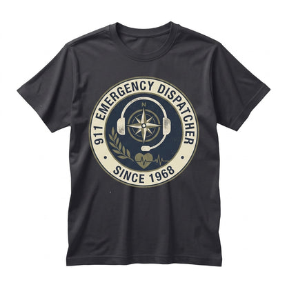911 Dispatcher Heartbeat Emergency Operator First Responder Headset EKG Graphic Call Center Men Unisex TShirt