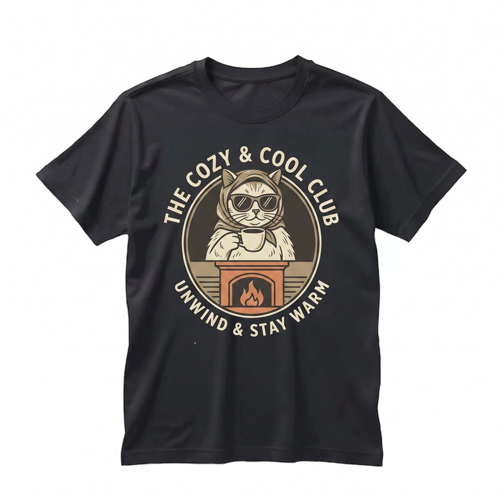 Chill Cat Ugly Christmas Sweater Meme Funny Ironic Brainrot Y2K Joke Weird Graphic Unisex TShirt