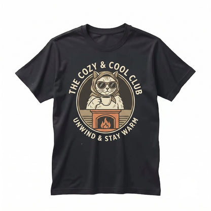 Chill Cat Ugly Christmas Sweater Meme Funny Ironic Brainrot Y2K Joke Weird Graphic Unisex TShirt