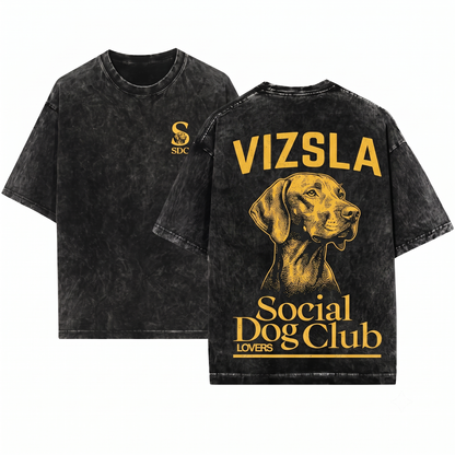 Vintage Vizsla Social Dog Club Tee Retro Weimaraner Breed Lover Gift Cute Dog Mom Dad Graphic Unisex Heavyweight Garment-Dyed T-Shirt