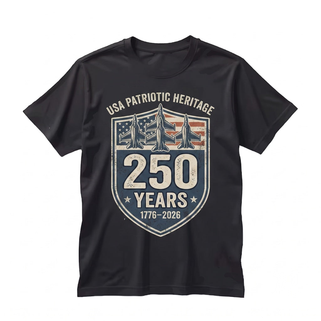 Fighter Jets 250th Anniversary Semiquincentennial American Patriotic 1776 - 2026 Aviation Graphic Apparel Unisex TShirt