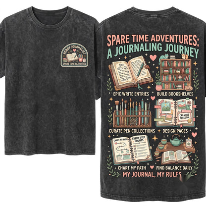 Things I Do Journaling Activities Self Care Hobbies Cozy Aesthetic Gift Introvert Writer Mental Health Unisex Wash T-Shirt