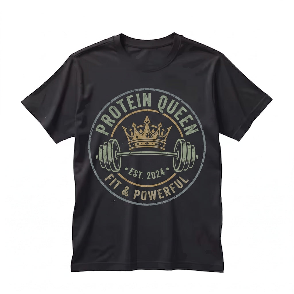 Protein Queen Retro Fitness Groovy Gym Workout Graphic Apparel Unisex TShirt