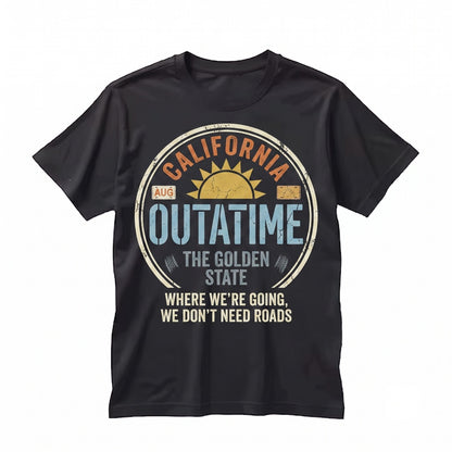 Retro 1980s Sci-Fi Movie Outatime License Plate Graphic Delorean Time Travel Unisex TShirt