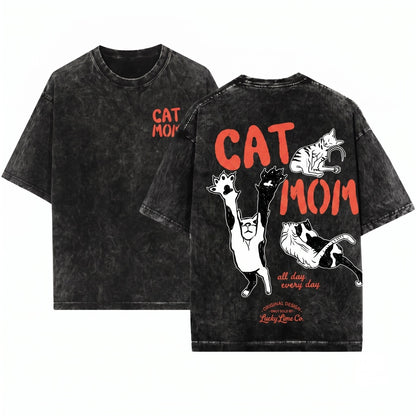 Funny Cute Feline Cat Mama Mothers Day Gift For Pet Owner Unisex Wash T-Shirt