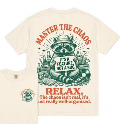 Chill Raccoon Vintage Graphic Tee - Relax Trash Panda Summer Chilling Vibes Unisex Heavyweight Garment-Dyed T-Shirt