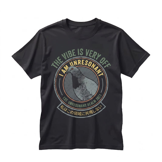 Vintage Japanese Pigeon Graphic The Vibe is Very Off Retro Aesthetic Unisex TShirt
