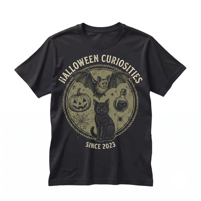 Vintage Spooky Halloween Bats Jack-O-Lantern Witchy Black Cat Trick Or Treat Gift Unisex TShirt