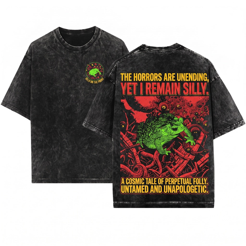The Horrors Frog Vintage Creepy Retro Graphic Apparel Unisex Wash T-Shirt