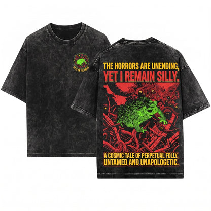 The Horrors Frog Vintage Creepy Retro Graphic Apparel Unisex Wash T-Shirt