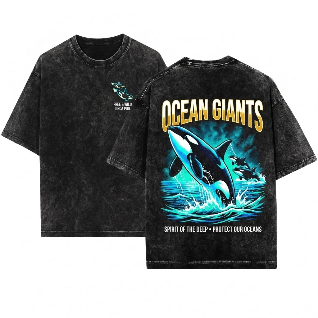 Embroidered Orca Killer Whale Ocean Lover Gift Unisex Wash T-Shirt
