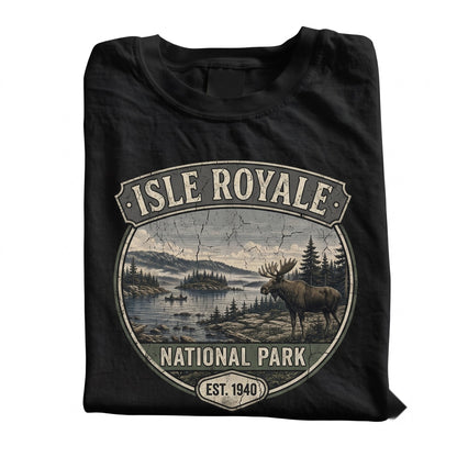Vintage Isle Royale National Park Retro Michigan Moose Nature Hiking Gift Unisex TShirt
