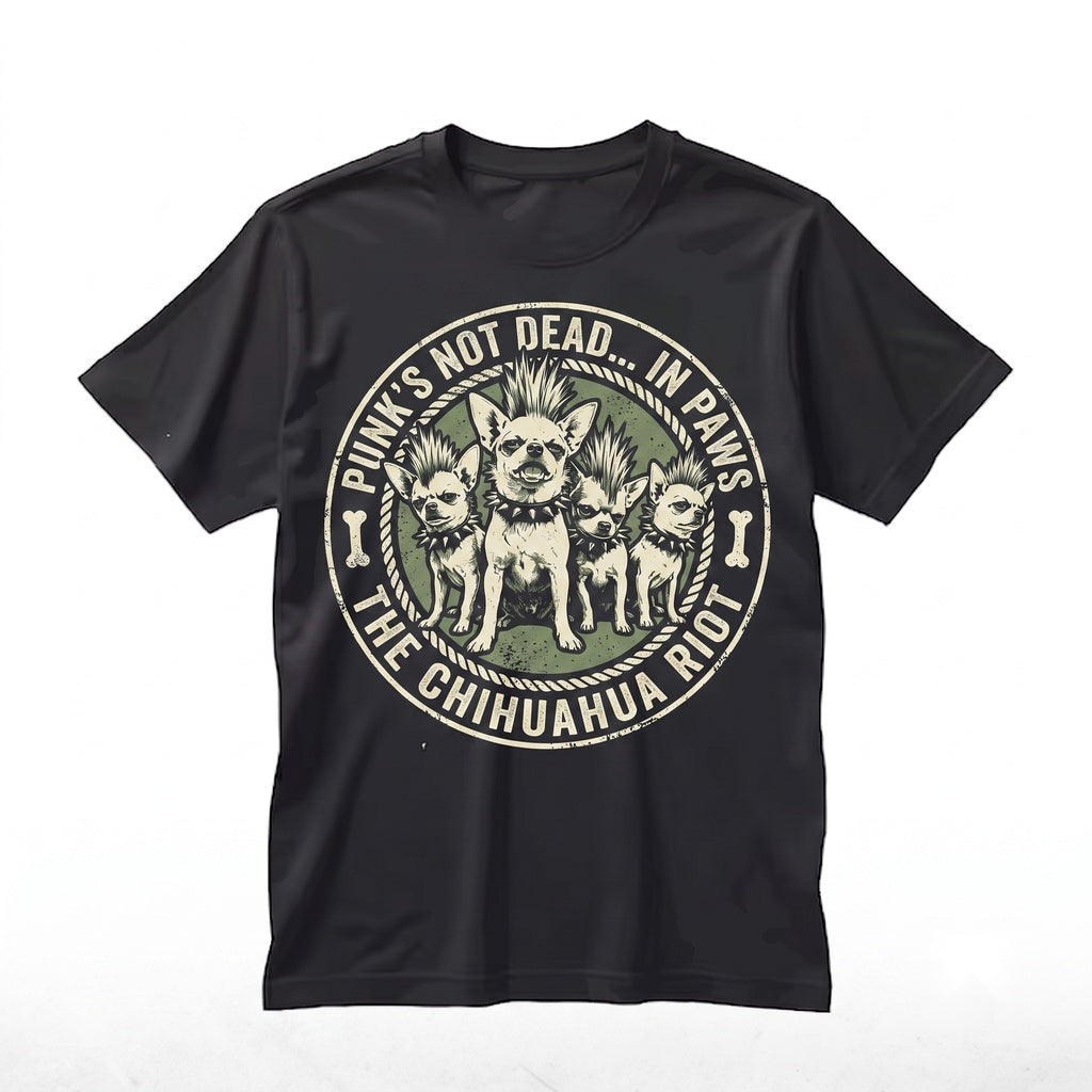 Funny Vintage Punk Mohawk Chihuahua Graphic Gothic Pet Lover Gift Dog Mom Unisex TShirt