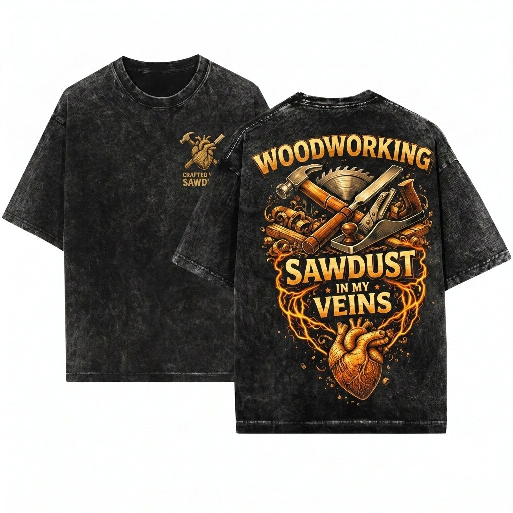 Funny Carpenter Sawdust Veins Woodworker Dad Shop Handyman Graphic Present Unisex Wash T-Shirt