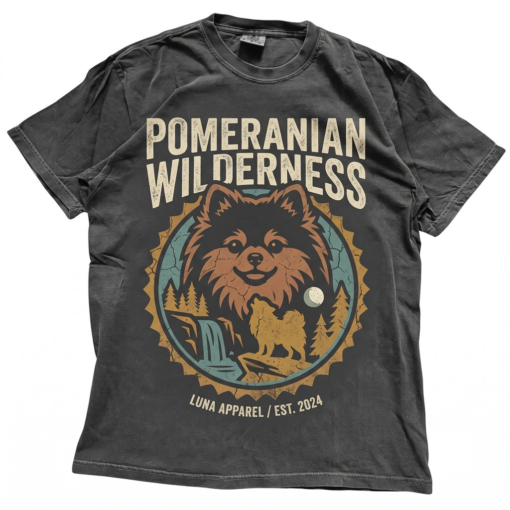 Retro Pomeranian Howling Full Moon Graphic Dog Mom Gift Unisex TShirt