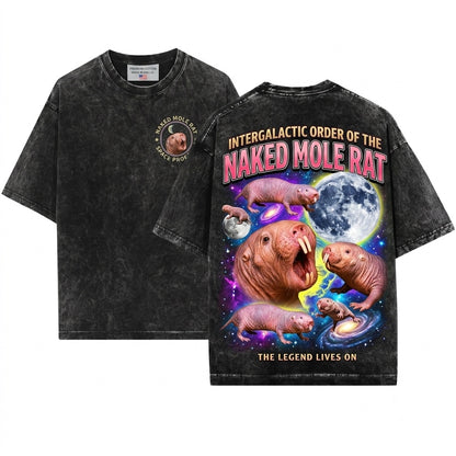 Three Naked Mole Rats Moon Funny Ugly Cute Rodent Graphic Animal Lover Gift Unisex Wash T-Shirt