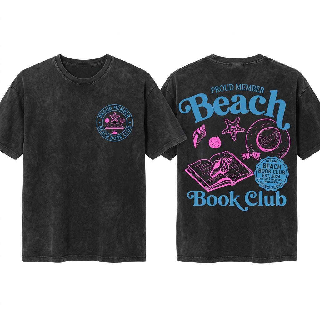 Beach Book Club Reading Retro Girl Summer Bookish Day Gift Unisex Wash T-Shirt