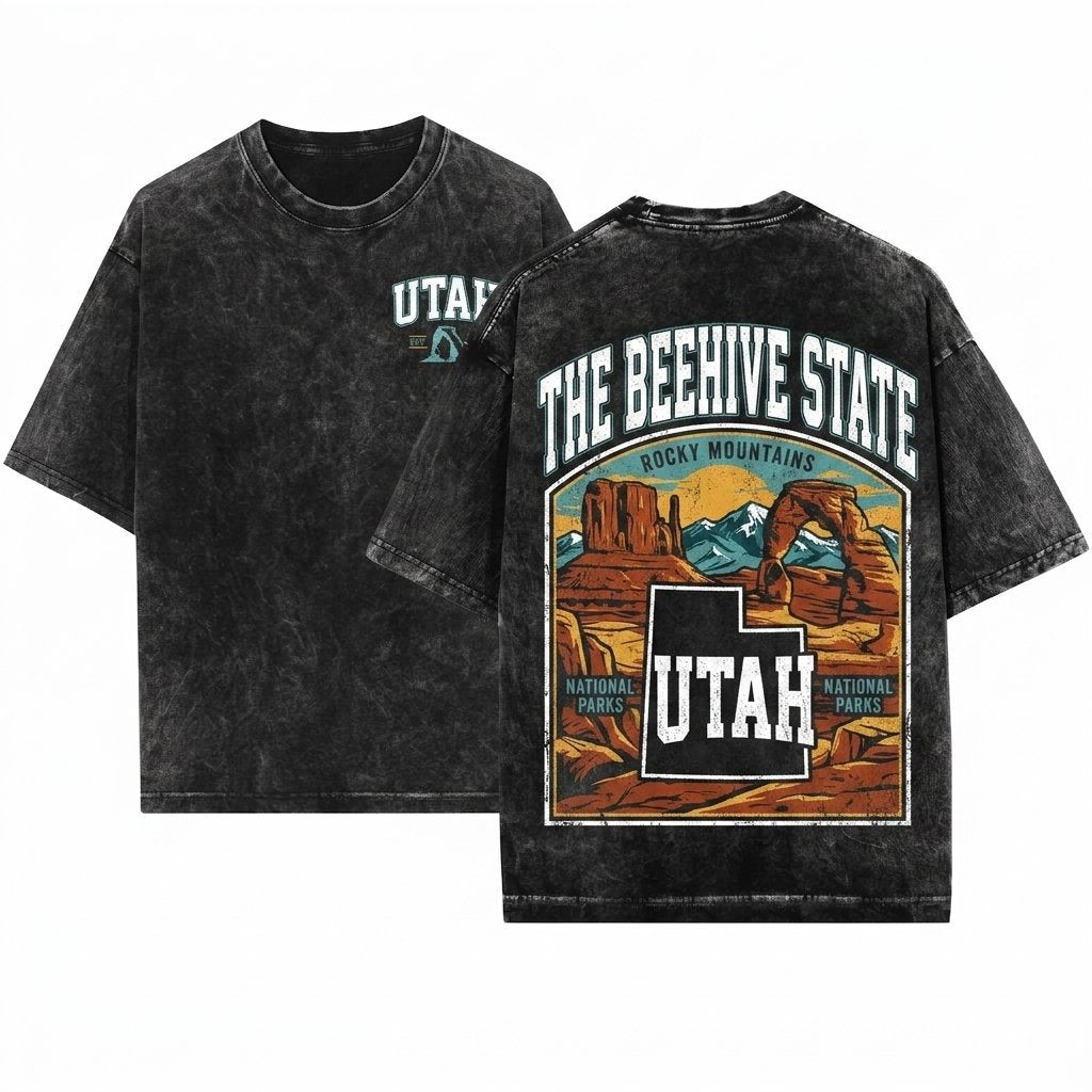 Utah Vintage Western Mountain Retro Travel Souvenir Unisex Wash T-Shirt