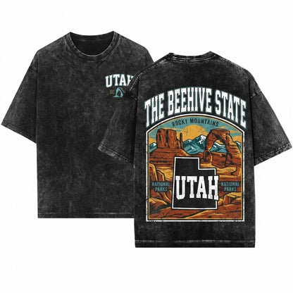 Utah Vintage Western Mountain Retro Travel Souvenir Unisex Wash T-Shirt