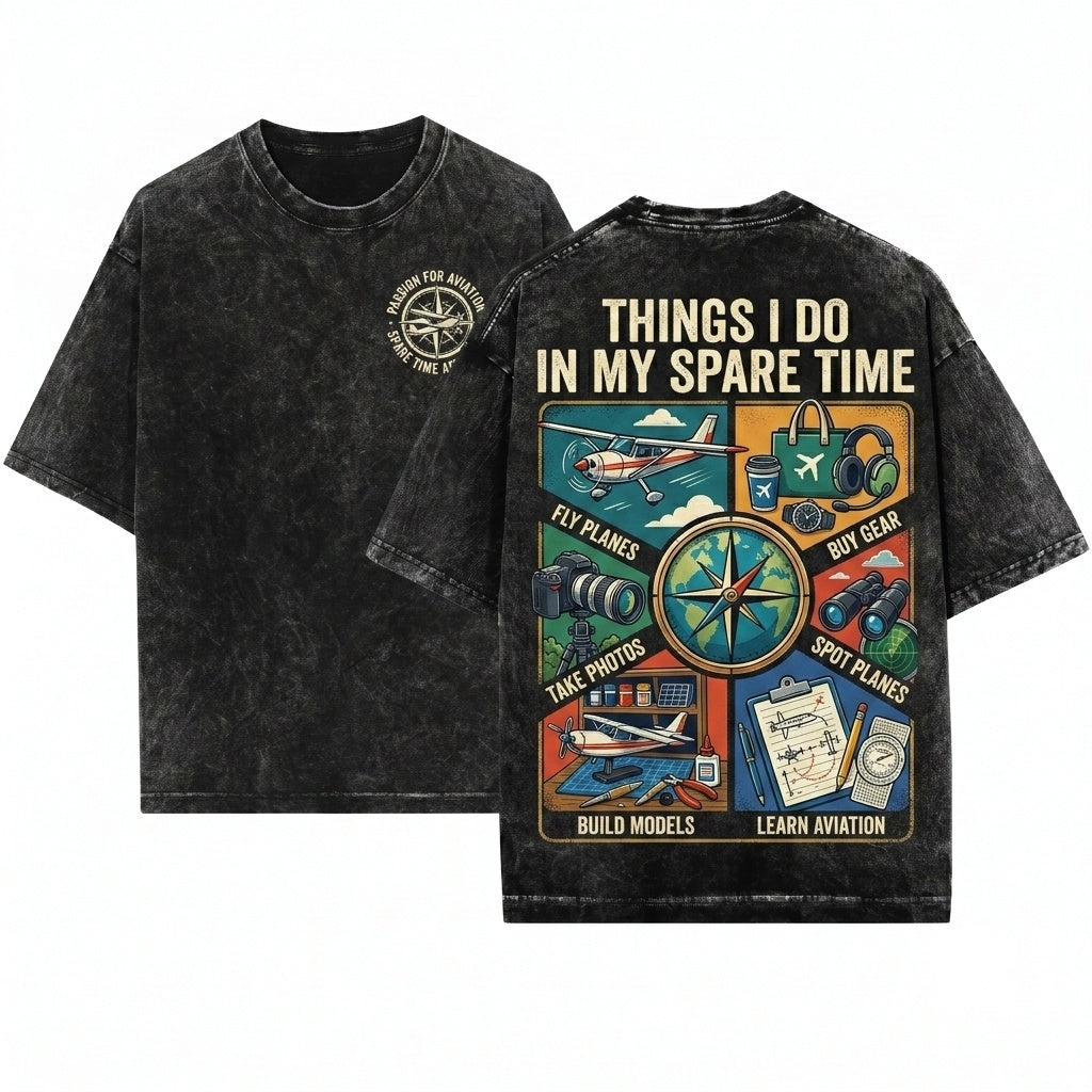 Pilot Aviation Airplane Plane Spotting Model Builder Hobby Gift Unisex Wash T-Shirt