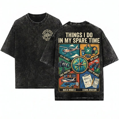 Pilot Aviation Airplane Plane Spotting Model Builder Hobby Gift Unisex Wash T-Shirt