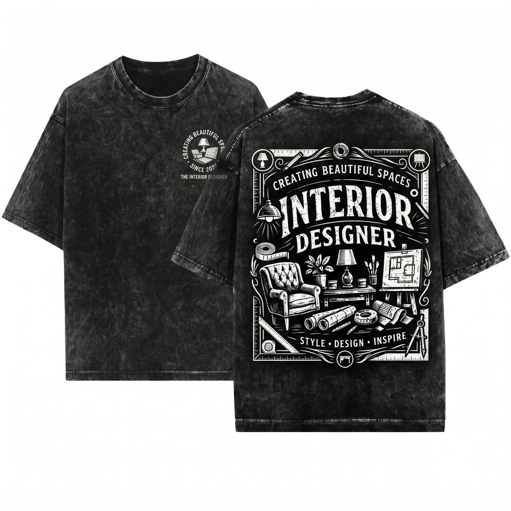 Interior Designer Creating Spaces Vintage Style Design Professional Unisex Wash T-Shirt