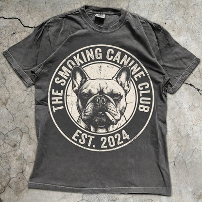 Smoking French Bulldog Graphic Vintage Y2K Grunge Funny Dog Face Pet Lover Gift Unisex TShirt
