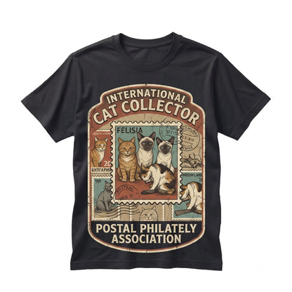 Vintage Cat Postage Stamp Graphic Yellow Feline Postal Art Cover Unisex TShirt